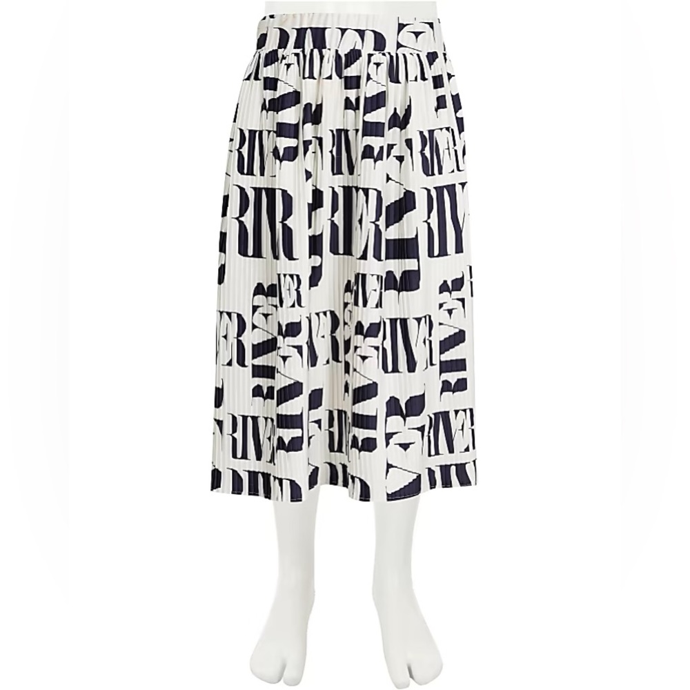 River Island Girls White RI Pleated Midi Skirt